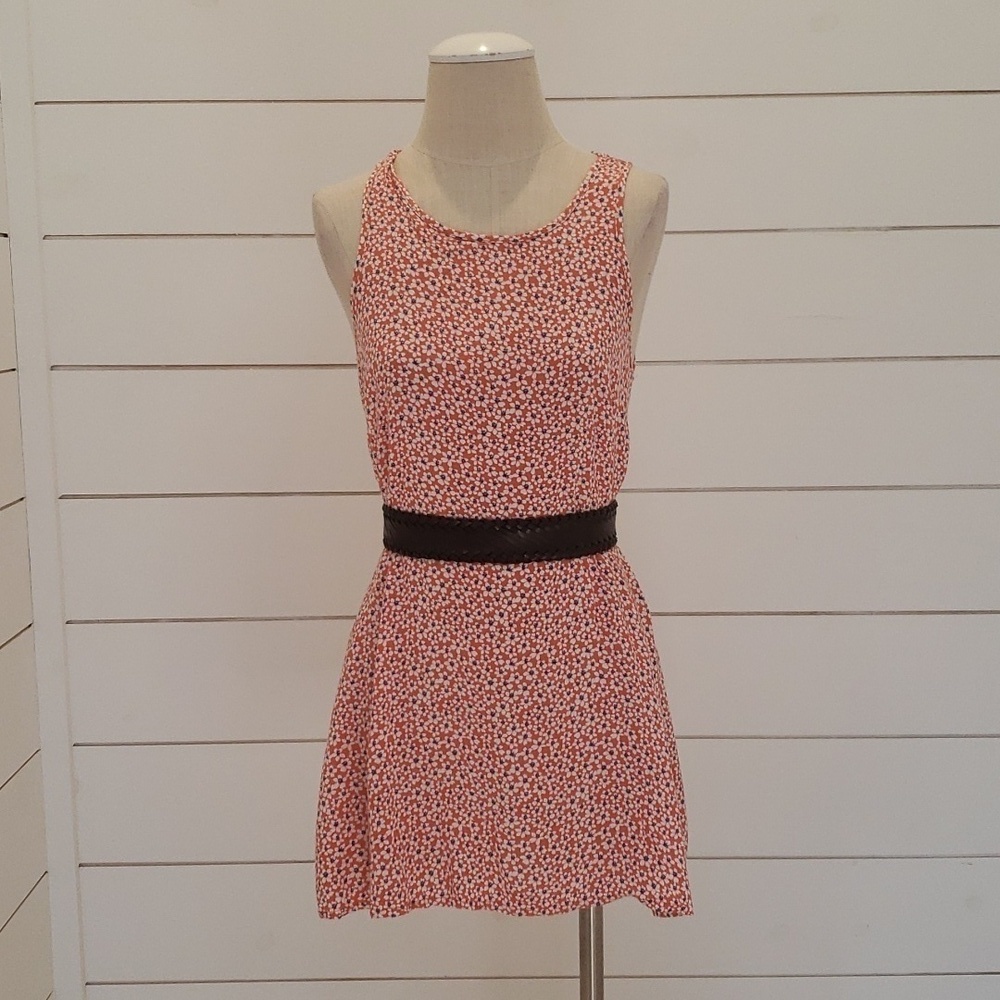 FOREVER 21mini dress/top orange with white and blue flowers small lightweight
